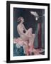 A Naked Woman Relaxing While Speaking to Her Cockatoo-null-Framed Art Print