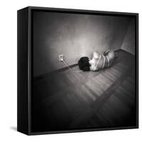 A Naked Woman Tied with Electric Flex Lying on the Floor of a Room-Rafal Bednarz-Framed Stretched Canvas