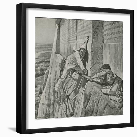 A Narrow Escape for Sir Henry Rawlinson at the Rock of Behistun-Richard Caton Woodville II-Framed Giclee Print