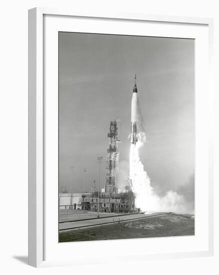 A NASA Project Mercury Spacecraft Is Test Launched from Cape Canaveral, Florida-Stocktrek Images-Framed Photographic Print