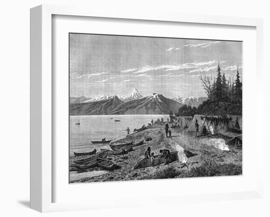 A Native American Camp at the Edge of the Yukon River, USA, 19th Century-Hurel-Framed Giclee Print