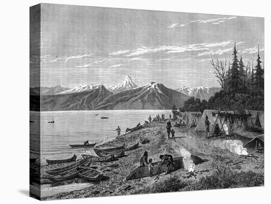 A Native American Camp at the Edge of the Yukon River, USA, 19th Century-Hurel-Stretched Canvas