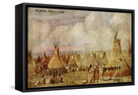 A Native American Camp-Charles Marion Russell-Framed Stretched Canvas