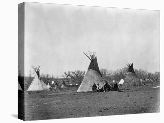 A Native American Family Sits Outside their Teepee-W.S. Soule-Stretched Canvas