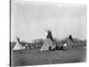 A Native American Family Sits Outside their Teepee-W.S. Soule-Stretched Canvas