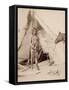 A Native American Stands at the Entrance to His Teepee Holding a Rifle, 1880-90-William Notman-Framed Stretched Canvas