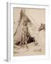 A Native American Stands at the Entrance to His Teepee Holding a Rifle, 1880-90-William Notman-Framed Photographic Print