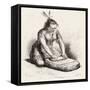 A Native Guayan Woman Crushing Grain-null-Framed Stretched Canvas