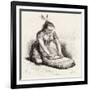 A Native Guayan Woman Crushing Grain-null-Framed Giclee Print