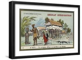 A Native Offering a Sacrifice to an Idol, Tahiti-null-Framed Giclee Print