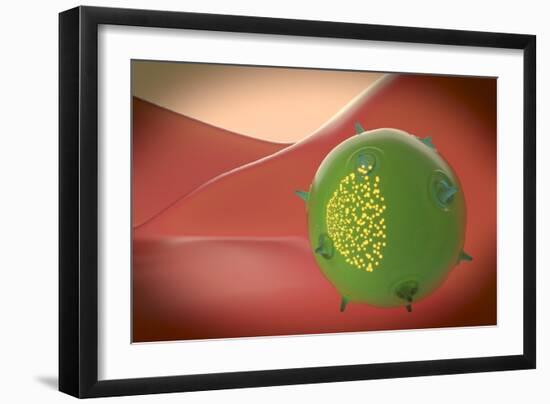 A Natural Killer Cell of the Innate Immune System with Toxin Particles-null-Framed Art Print