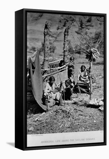 A Navajo Family Outside their Home-Timothy O' Sullivan-Framed Stretched Canvas