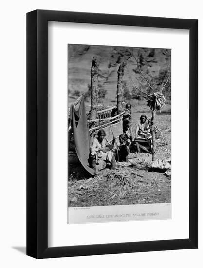 A Navajo Family Outside their Home-Timothy O' Sullivan-Framed Photographic Print