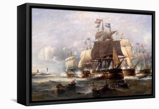 A Naval Engagement-Francois Musin-Framed Stretched Canvas