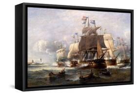 A Naval Engagement-Francois Musin-Framed Stretched Canvas