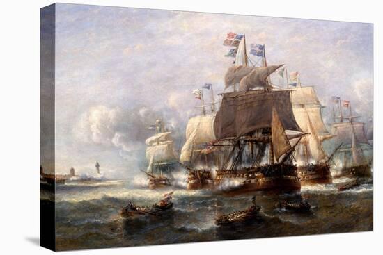 A Naval Engagement-Francois Musin-Stretched Canvas