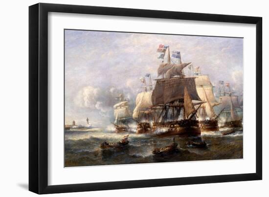 A Naval Engagement-Francois Musin-Framed Giclee Print