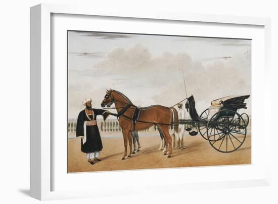 A Nawab Standing by His Horse Drawn Gharry or Carriage Attended by His Groom Bearing a Chauri-Shaikh Muhammad Amir Of Karraya-Framed Giclee Print