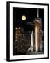 A Nearly Full Moon Sets As Space Shuttle Discovery Sits Atop the Launch Pad-Stocktrek Images-Framed Photographic Print