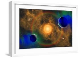 A Nebulous Alien Planetary Star System-null-Framed Art Print