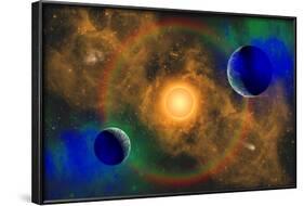 A Nebulous Alien Planetary Star System-null-Framed Art Print