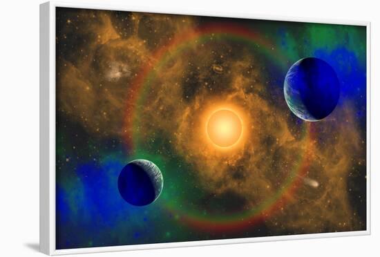 A Nebulous Alien Planetary Star System-null-Framed Art Print