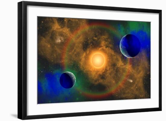 A Nebulous Alien Planetary Star System-null-Framed Art Print