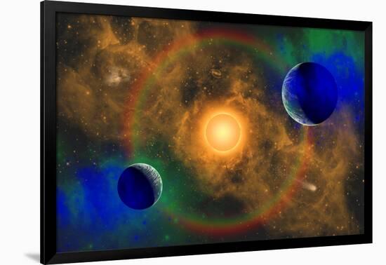 A Nebulous Alien Planetary Star System-null-Framed Art Print