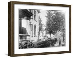 A neighbor, Daniel Henderson, in front of Wright home at 7 Hawthorn Street, Dayton, Ohio, 1897-1901-null-Framed Photographic Print