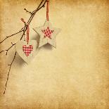 Christmas Decoration Hanging over Old Paper Background-A_nella-Art Print