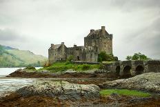 Eilean Donan Castle on a Cloudy Day. Low Tide. Highlands, Scotland. UK-A_nella-Photographic Print