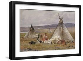 A Nenets Chum (A Nomadic Tent). Novaya Zemlya Island, 1896 (Oil on Canvas)-Aleksandr Alekseevich Borisov-Framed Giclee Print