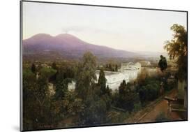 A Neopolitan Cemetery with Vesuvius Beyond-Oswald Achenbach-Mounted Giclee Print