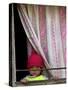 A Nepali Child Looks out from a Window at Pro-Democracy Activists-null-Stretched Canvas