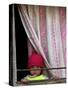 A Nepali Child Looks out from a Window at Pro-Democracy Activists-null-Stretched Canvas