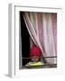 A Nepali Child Looks out from a Window at Pro-Democracy Activists-null-Framed Photographic Print