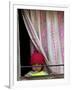 A Nepali Child Looks out from a Window at Pro-Democracy Activists-null-Framed Photographic Print