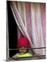 A Nepali Child Looks out from a Window at Pro-Democracy Activists-null-Mounted Photographic Print