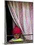 A Nepali Child Looks out from a Window at Pro-Democracy Activists-null-Mounted Photographic Print