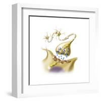 A Nerve Synapse Showing the Release of Neurotransmitters-null-Framed Art Print