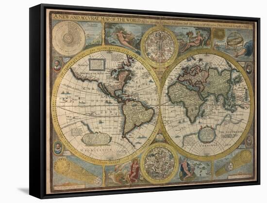 A New and Accurat Map of the World, 1651-John Speed-Framed Stretched Canvas