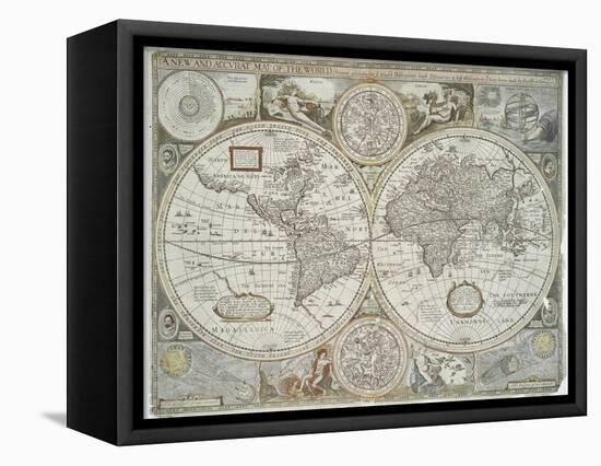 A new and accurate map of the world, 1676-John Speed-Framed Stretched Canvas