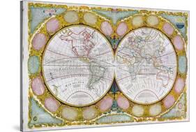 A New and Correct Map of the World, 1770-97-Robert Wilkinson-Stretched Canvas