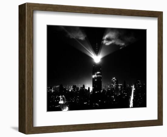 A New Beacon Lights Atop the Empire State Building-null-Framed Photographic Print