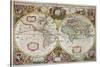 A New Land and Water Map of the Entire Earth, 1630-Henricus Hondius-Stretched Canvas