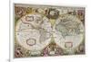 A New Land and Water Map of the Entire Earth, 1630-Henricus Hondius-Framed Giclee Print