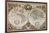 A New Land and Water Map of the Entire Earth, 1630-Henricus Hondius-Framed Giclee Print