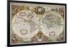 A New Land and Water Map of the Entire Earth, 1630-Henricus Hondius-Framed Giclee Print