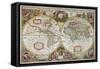 A New Land and Water Map of the Entire Earth, 1630-Henricus Hondius-Framed Stretched Canvas