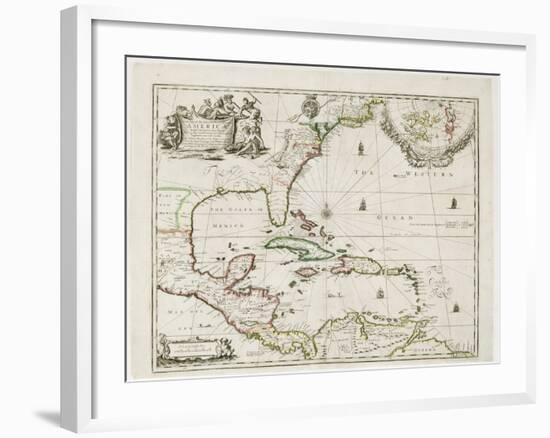 A New Map of the English Plantations in America, 1673 (Coloured Engraving)-Robert Morden-Framed Giclee Print